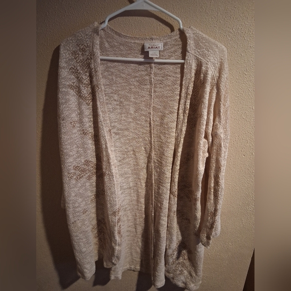 ARIAT Sunday Morning Cardigan Western Beige Aztec Southwestern Cowgirl L - Picture 2 of 6
